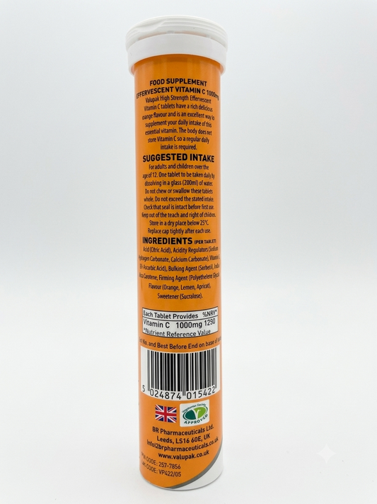 Valupak Vitamin C 1000 mg Effervescent Tablets 20s