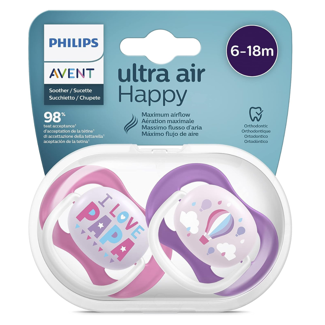 Philips Avent Ultra Air Pacifier for 6-18m Orthodontic & BPA-Free 2 pcs