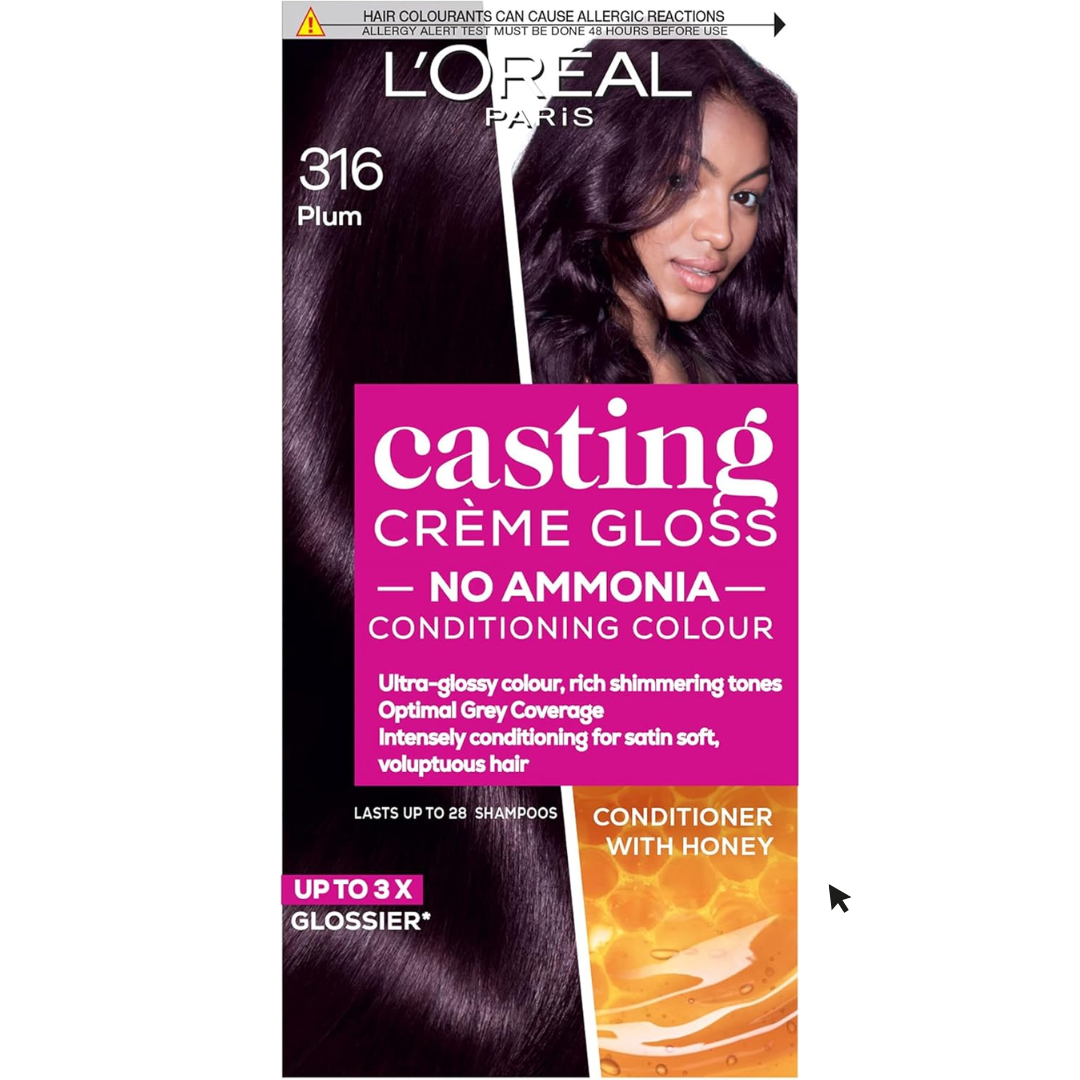 L'Oreal Paris Casting Creme Gloss Semi-permanent Hair Dye Leaving a Radiant Hair Colour316 Plum (T)