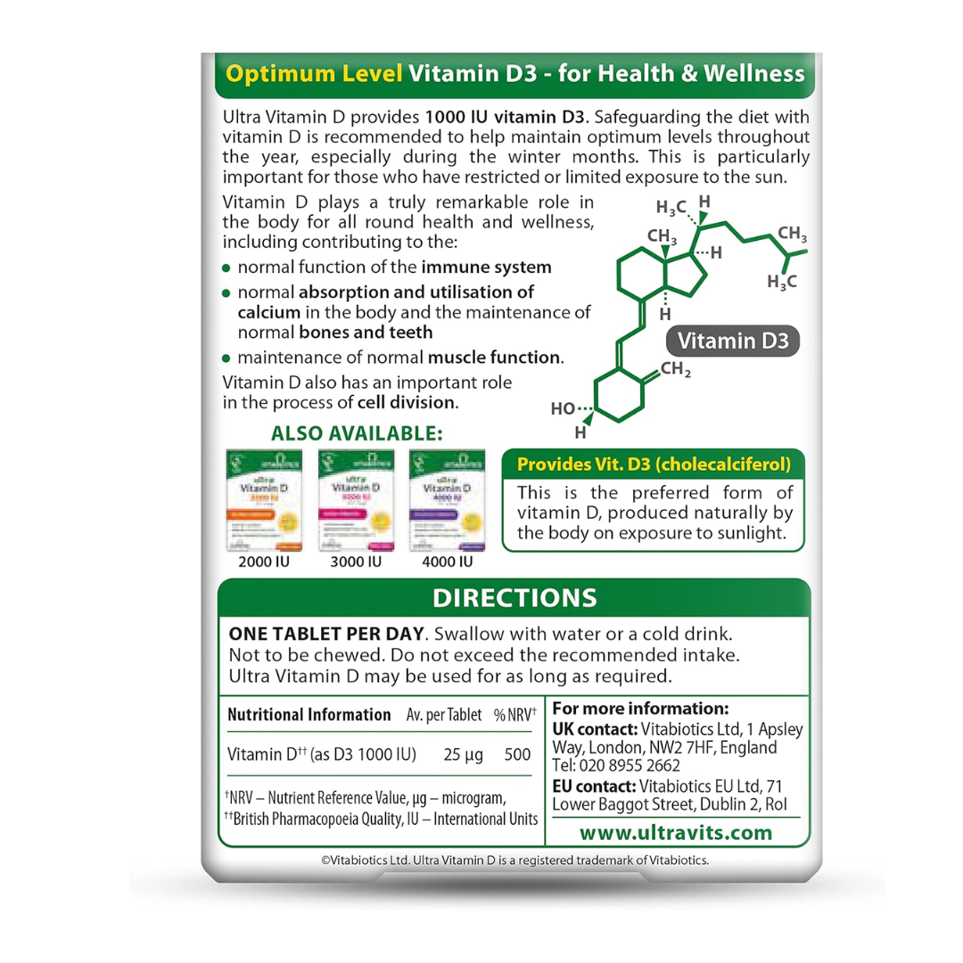 Vitabiotics Ultra Vitamin D 1000IU 96 Tablets (A)