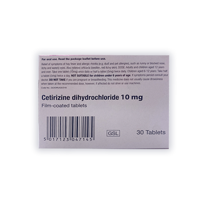 Cetirizine Dihydrochloride Film-coated Tablets 10mg 30 Tablets