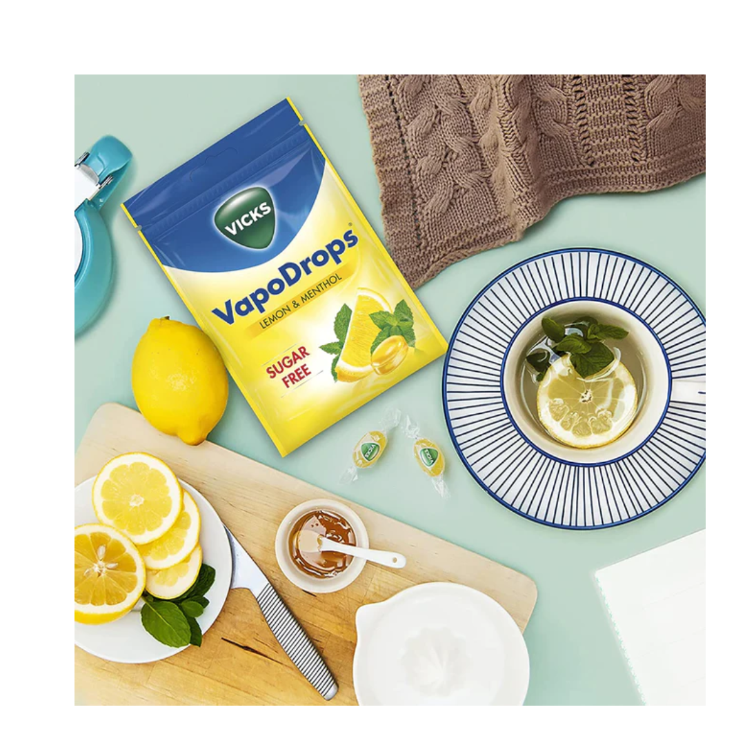 VICKS VapoDrops sugar free vegan lozenges with lemon 