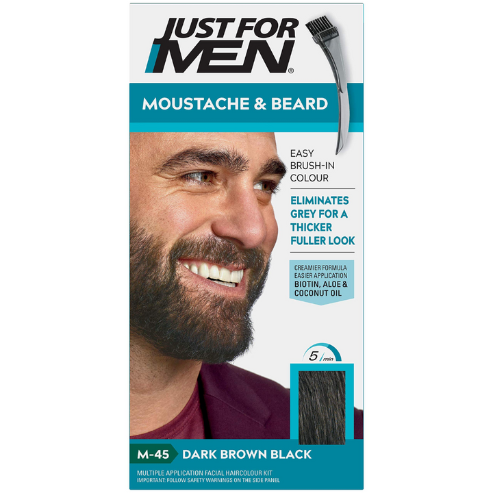 Just For Men Moustache & Beard Dark Brown Black Hair Dye M-45 (N)