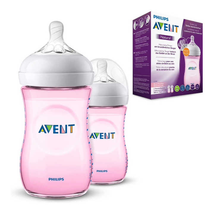 Philips Avent Natural Feeding Bottle 2 Count 260ml Pink Translucent