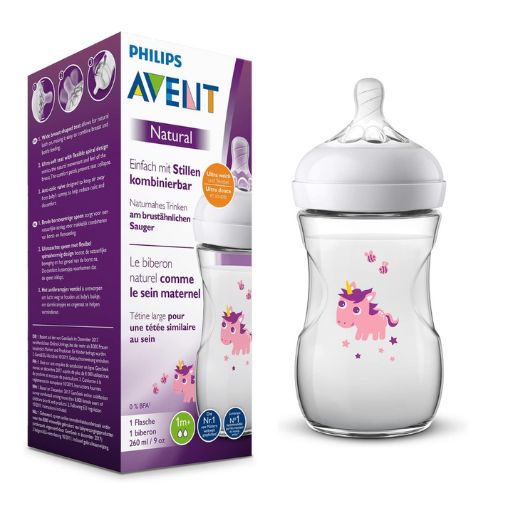 Philips Avent SCF070/25 Bottle 260 ml Unicorn Motif 0-12 Months Natural