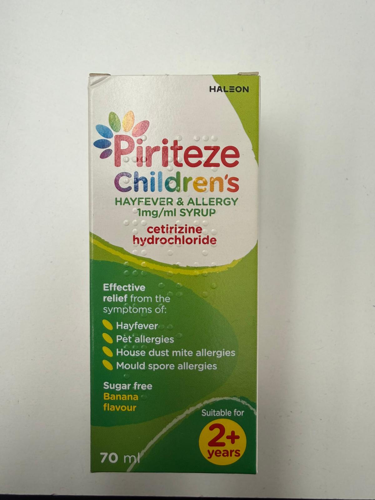 Piriteze Children's Hayfever & Allergy 1mg/ml Syrup 70ml (P)