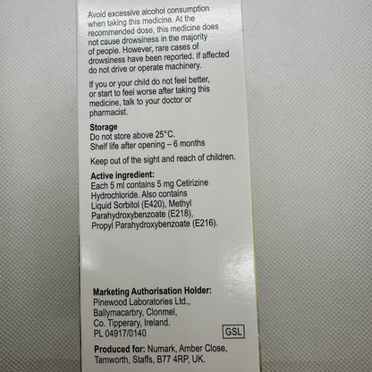 Numark Allergy Relief for Children Oral Solution 70ml (A)