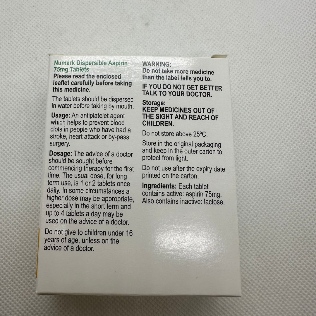 Numark Dispersible Aspirin Tablets 75mg 100 (P)(A)