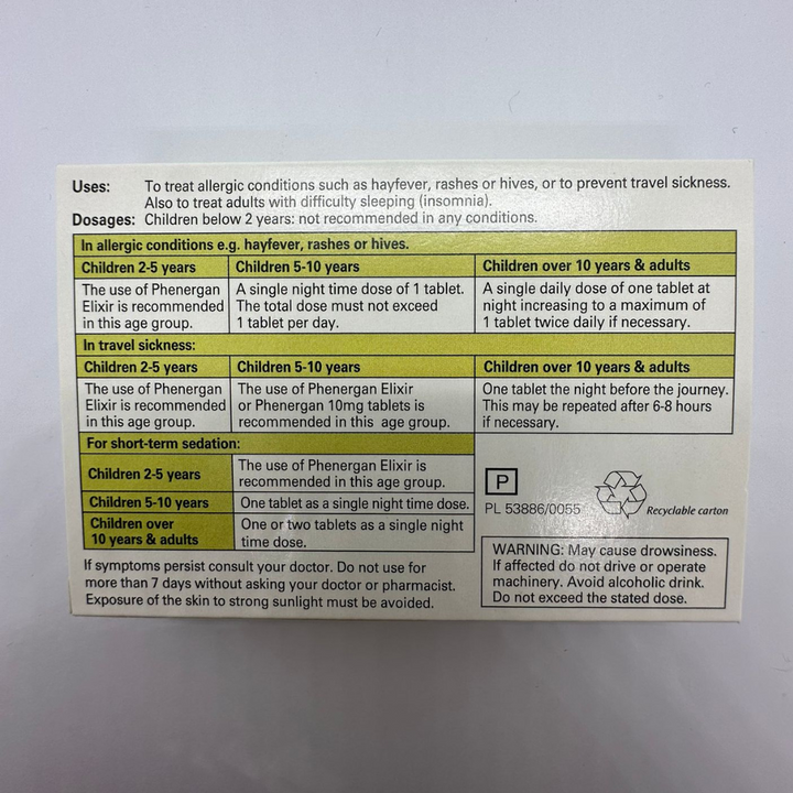 Phenergan 25mg Tablets - Pack of 56