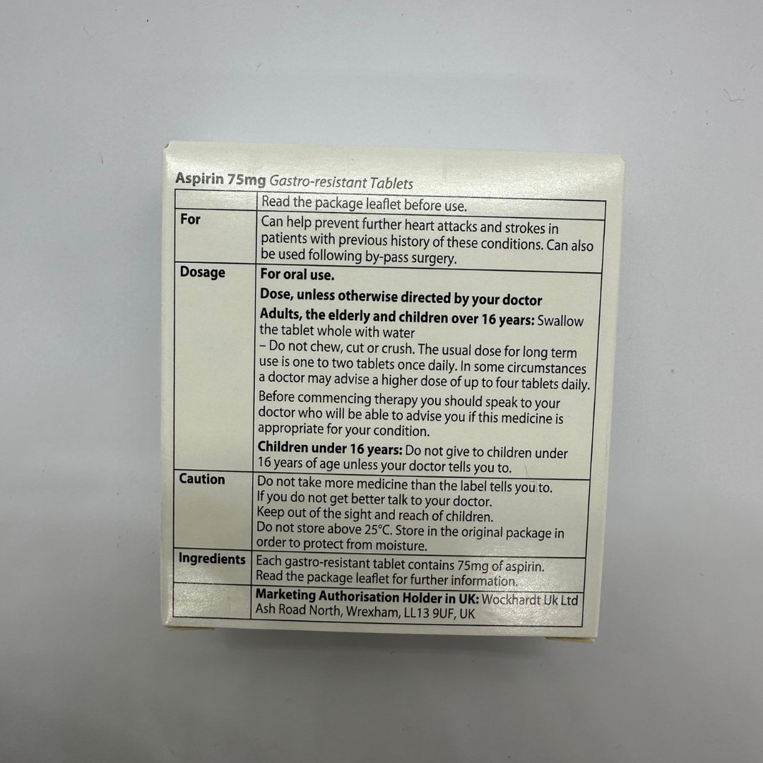 Aspirin 75mg EC Gastro-Resistant Tablets - Pack of 56 (P)(A)