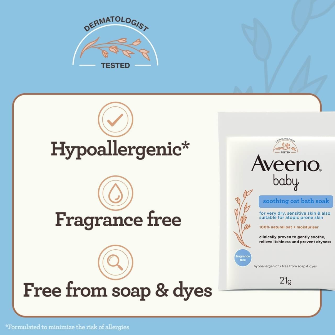 Aveeno Baby Soothing Oat Bath Sachets, 21 g (Pack of 5) (T)