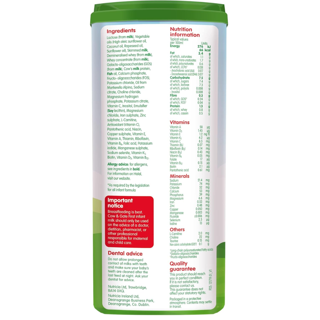 Cow & Gate 1 First Infant Baby Milk Powder Formula From Birth, 800g (T)