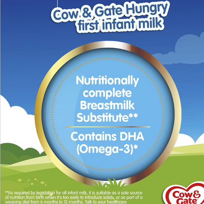 Cow & Gate Hungry Baby Milk Powder Formula, from Birth, 800g (T)