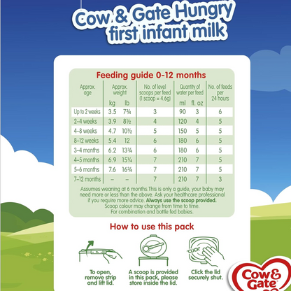 Cow & Gate Hungry Baby Milk Powder Formula, from Birth, 800g (T)