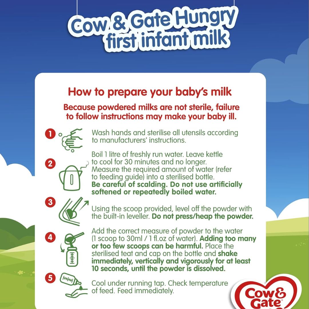 Cow & Gate Hungry Baby Milk Powder Formula, from Birth, 800g (T)