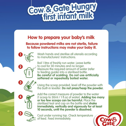 Cow & Gate Hungry Baby Milk Powder Formula, from Birth, 800g (T)