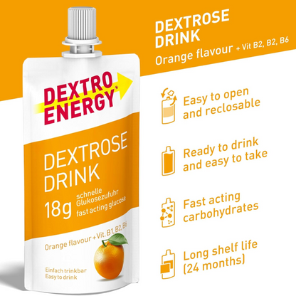 Dextro Energy Dextrose Drink, Orange, Liquid Glucose 50ml (T)