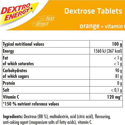 Dextro Energy Orange Glucose Tablets with Vitamin C 12*14  (T)