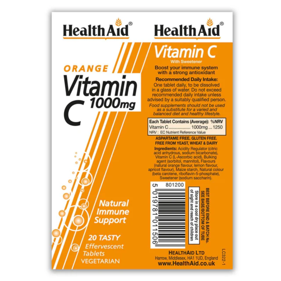 Vitamin C 1000mg - Effervescent (Orange Flavour) Tablets (T)