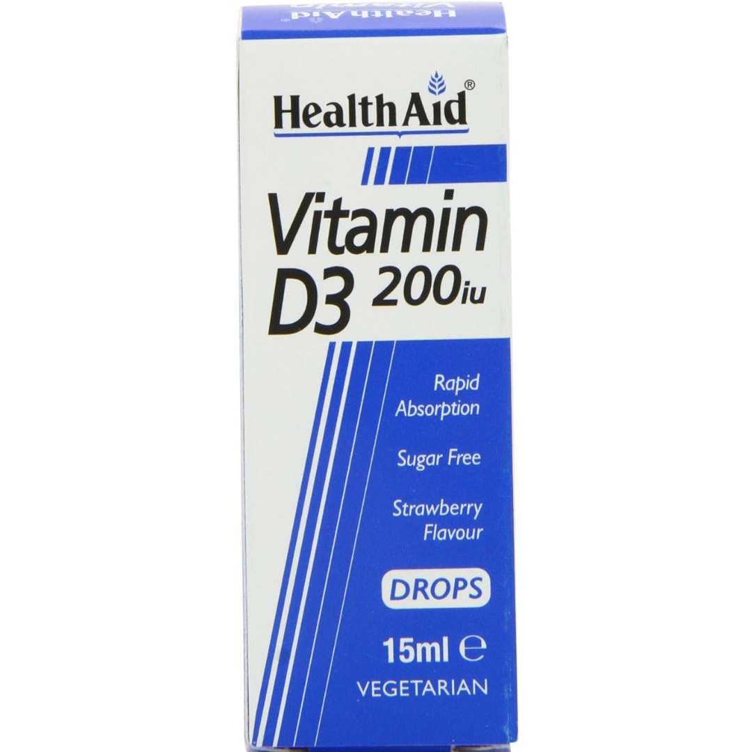 HealthAid Vitamin D3 200iu Drops, Strawberry, 15ML (T)