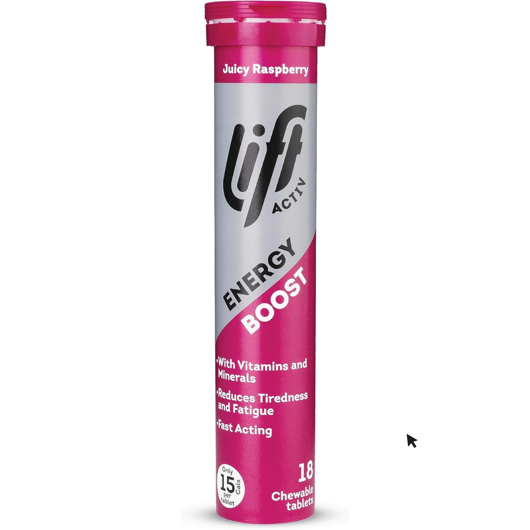 Lift Activ Chewable Energy Tablets Juicy Raspberry  18 (T)