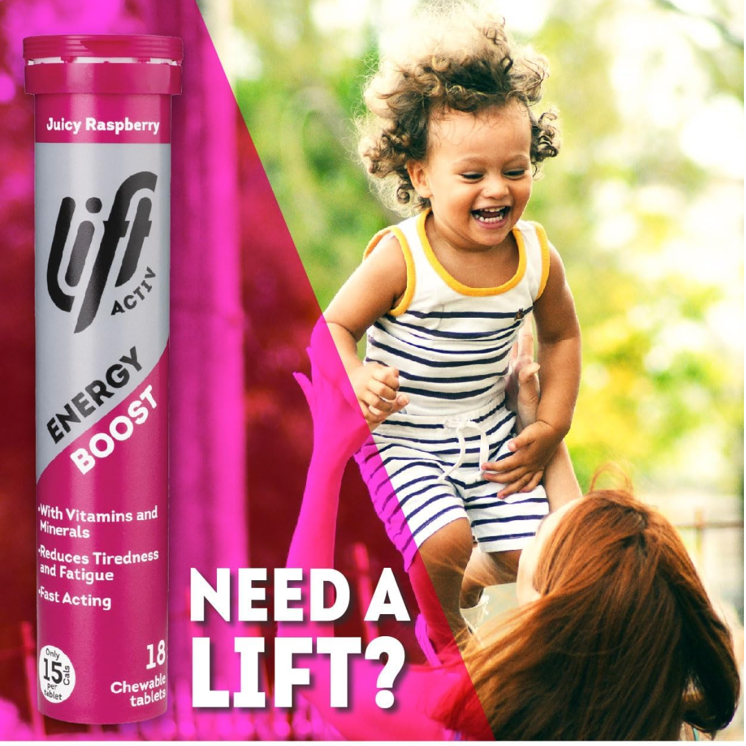 Lift Activ Chewable Energy Tablets Juicy Raspberry  18 (T)