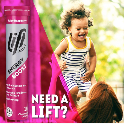 Lift Activ Chewable Energy Tablets Juicy Raspberry  18 (T)