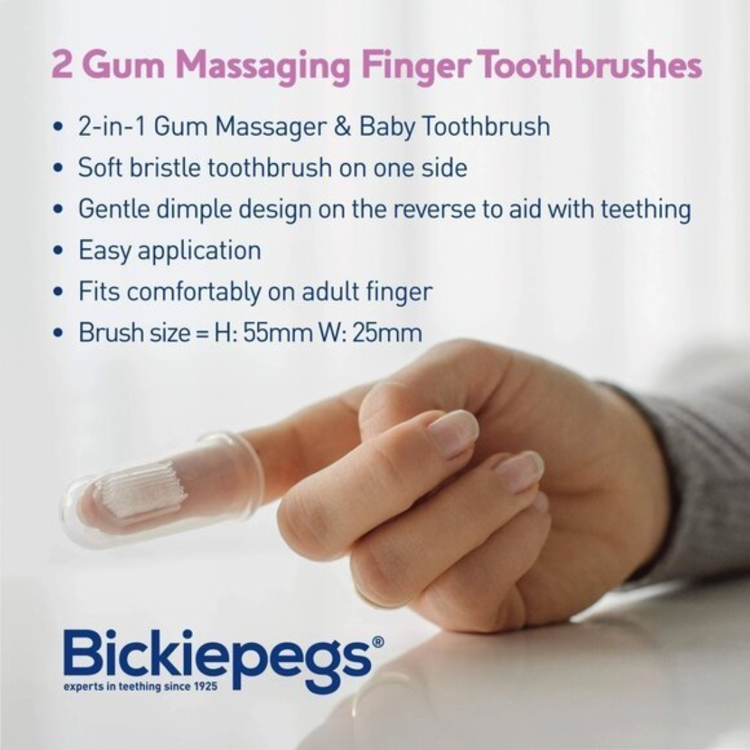 Bickiepegs 2 Gum Massaging Finger Toothbrushe 0+ Months (T)