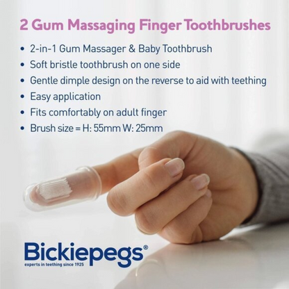 Bickiepegs 2 Gum Massaging Finger Toothbrushe 0+ Months (T)