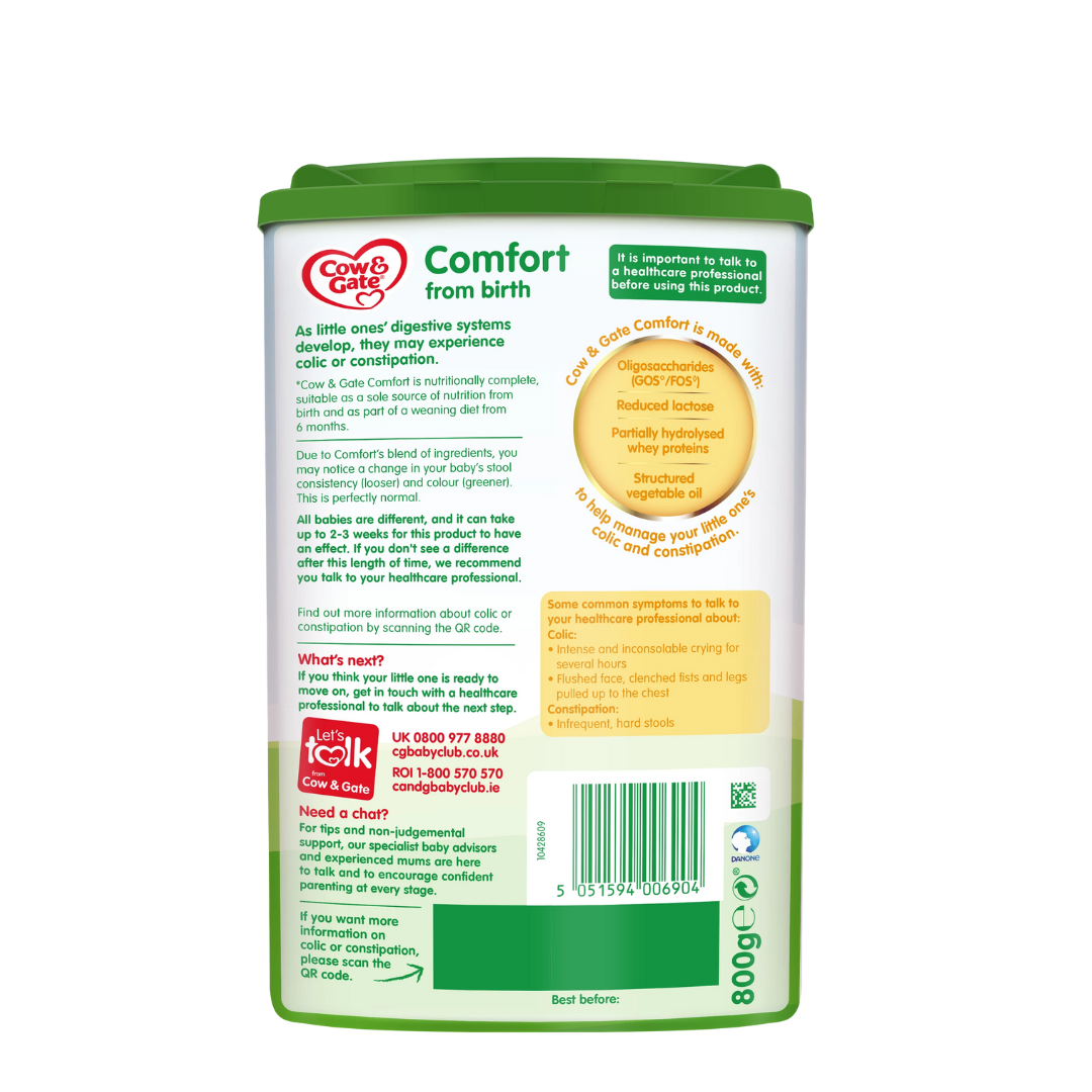Cow & Gate Comfort Baby Milk Powder Formula, from Birth, 800 g (T)