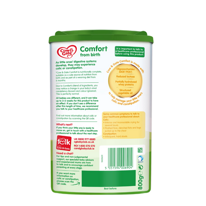 Cow & Gate Comfort Baby Milk Powder Formula, from Birth, 800 g (T)