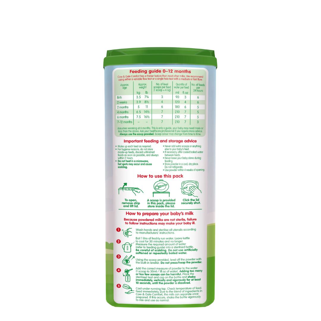 Cow & Gate Comfort Baby Milk Powder Formula, from Birth, 800 g (T)