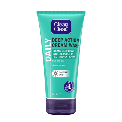 Clean and Clear Deep Action Oil-Free Cream Wash, 150 ml (T)