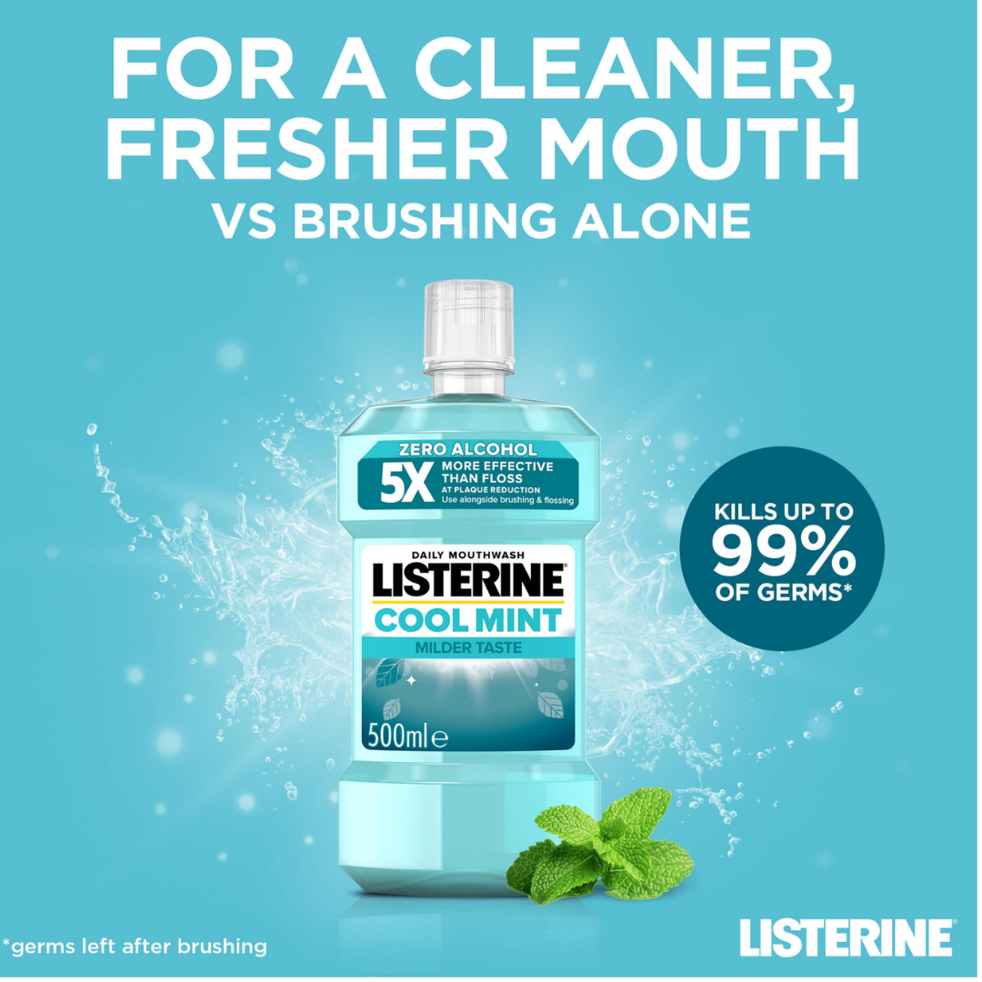 Listerine Essentials Milder Taste Cool Mint Mouthwash 500ml (T)