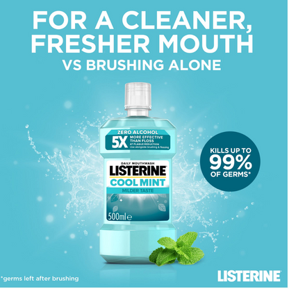 Listerine Essentials Milder Taste Cool Mint Mouthwash 500ml (T)