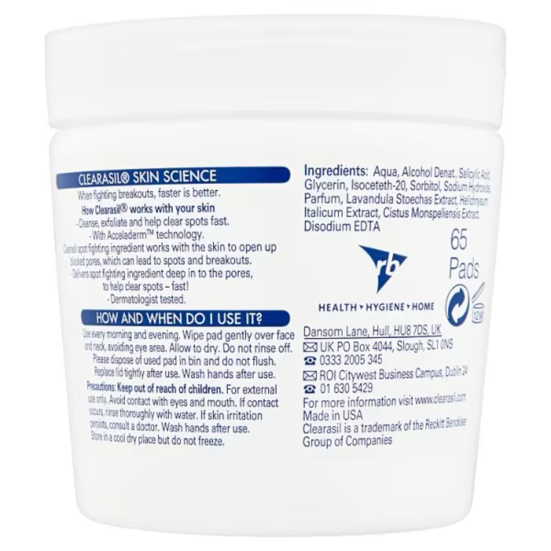 Clearasil Ultra Rapid Action Resurfacing Pads x 65 (T)
