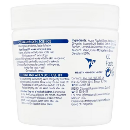 Clearasil Ultra Rapid Action Resurfacing Pads x 65 (T)