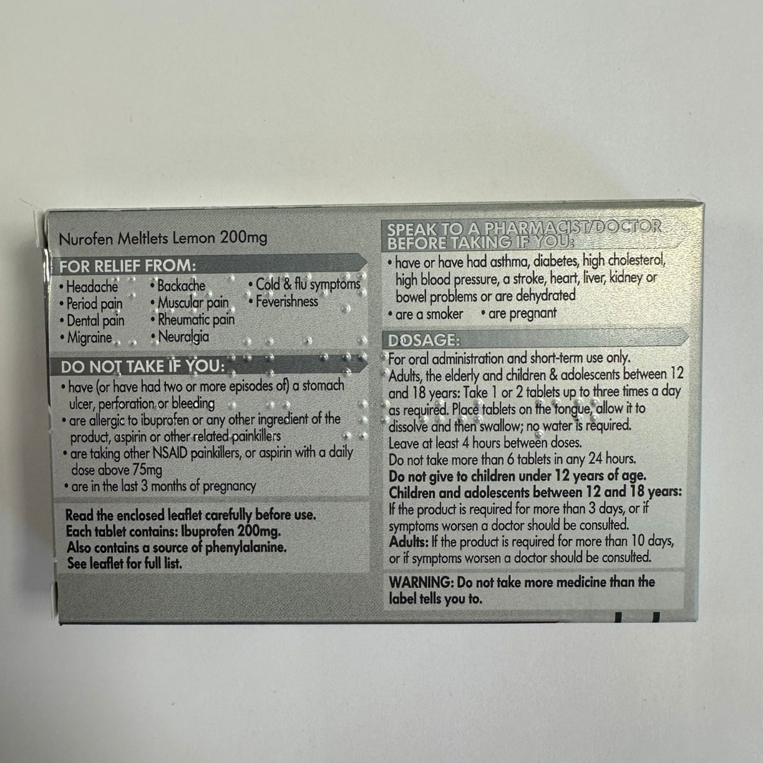 Nurofen Meltlets Lemon 12 tablets  (A)