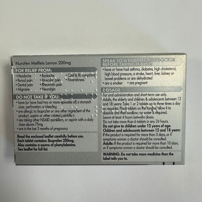 Nurofen Meltlets Lemon 12 tablets  (A)