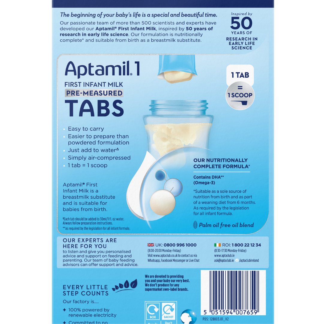 Aptamil 1 First Baby Milk Formula Pre-Measured Tabs 120 Tabs (T)
