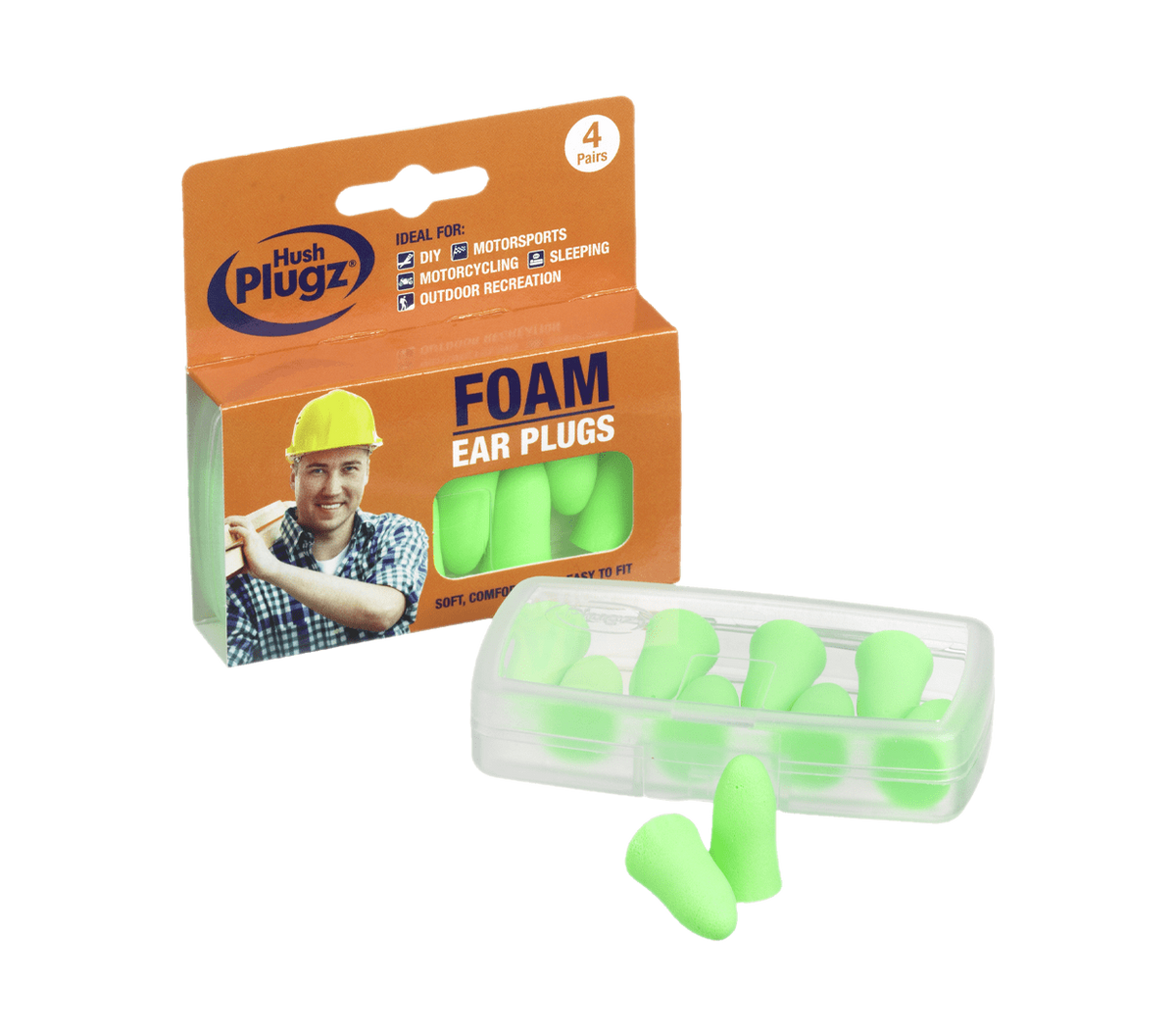 Hush Plugz DIY Foam Ear Plugs 4 Pairs