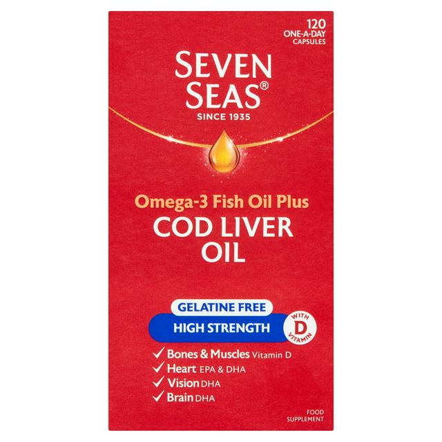 Seven Seas Simply Timeless Gelatine Free High Strength Cod Liver Oil - 120 Capsules