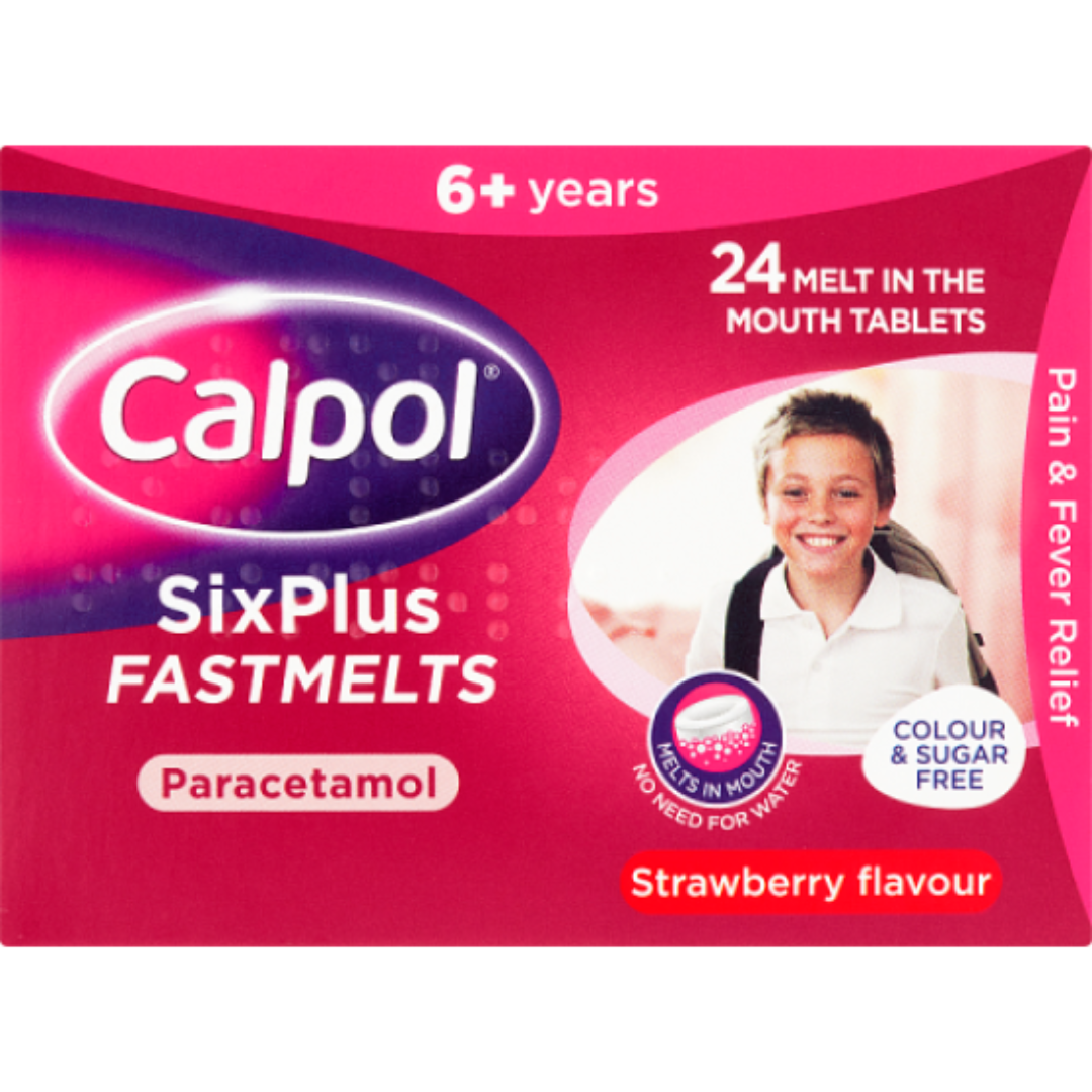 Calpol Sixplus FastMelts Strawberry - 24 Tablets