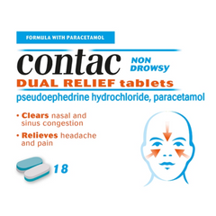 Contac Non Drowsy Dual Relief - 18 tablets (P) (A)