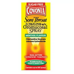Covonia Sore Throat 0.2%/0.05% w/v Oromucosal Menthol Spray 30 ml (P)(D)