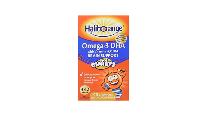 Haliborange Omega-3 with Vitamins A, C, D & E Brain Support Chewable Orange Capsules