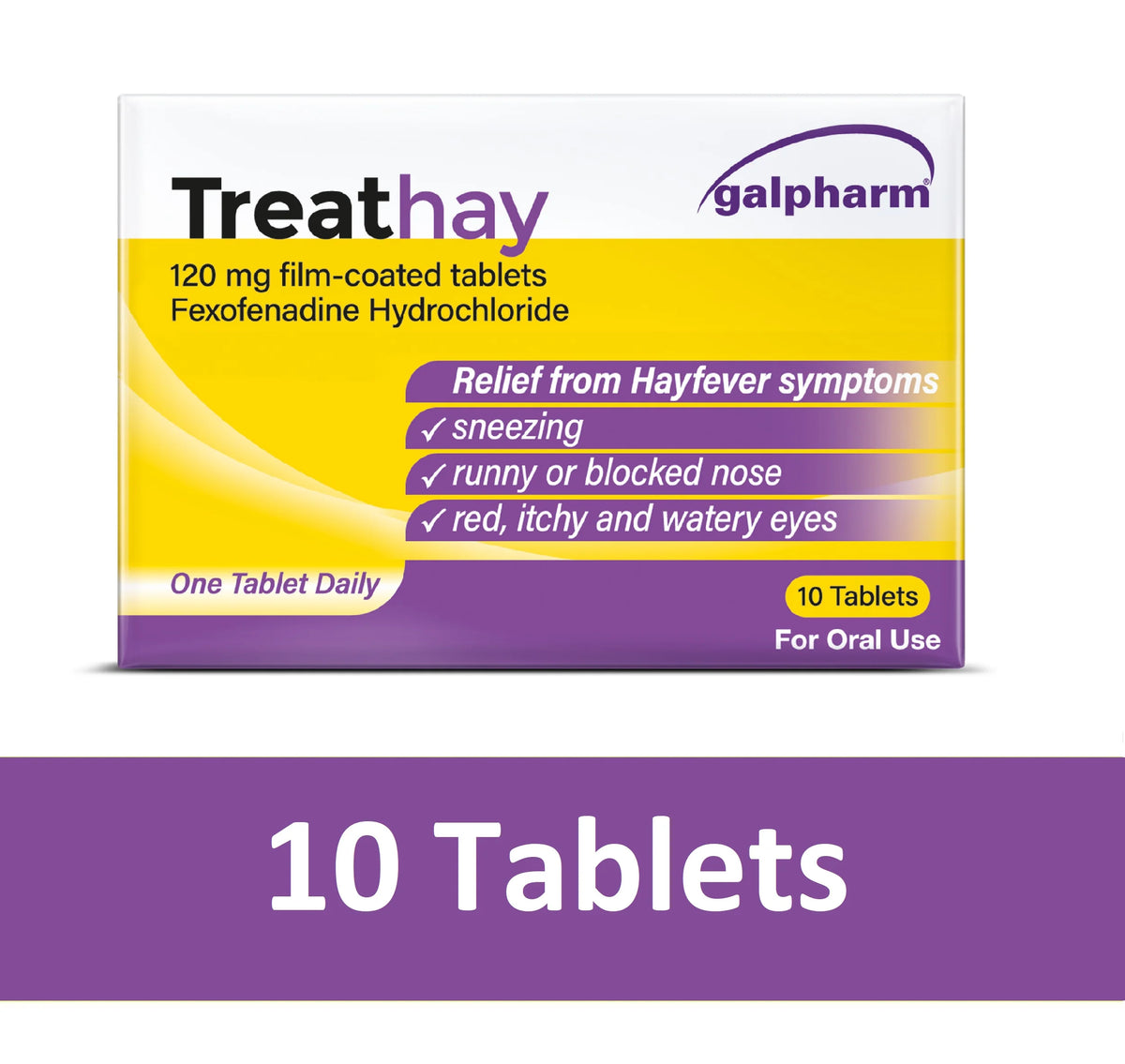 TreatHay 120mg fexofenadine hydrochloride allergy 10 tablets 