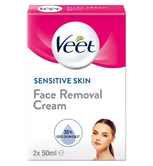 Veet Face Hair Removal Kit, Sensitive Skin, 2x50ml