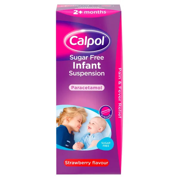 Calpol Sugar Free Infant Suspension, Paracetamol Medication, 2+ Months, Strawberry Flavour, 200ml (P)