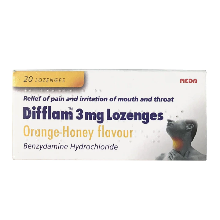 Difflam 3mg Lozenges Orange-Honey flavour - 20 Lozenges (P)